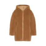 Max Mara Bravo Camel Teddy Hooded Coat in Camel | Wool Coat | Coveti