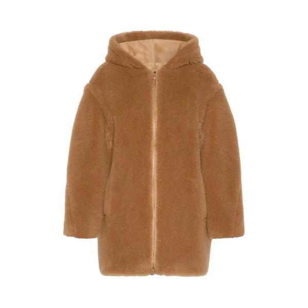 Bravo Camel Teddy Hooded Coat in Camel