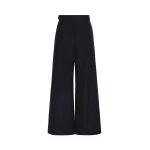 Max Mara Bravo Wool and Cotton Gabardine Trousers in Navy | Wide leg pants | Coveti