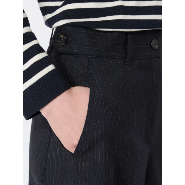 Max Mara Bravo Wool and Cotton Gabardine Trousers in Navy | Wide leg pants | Coveti