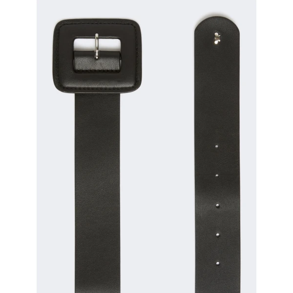 Max Mara Brio Shiny Nappa Leather Belt in Black | Belts | Coveti