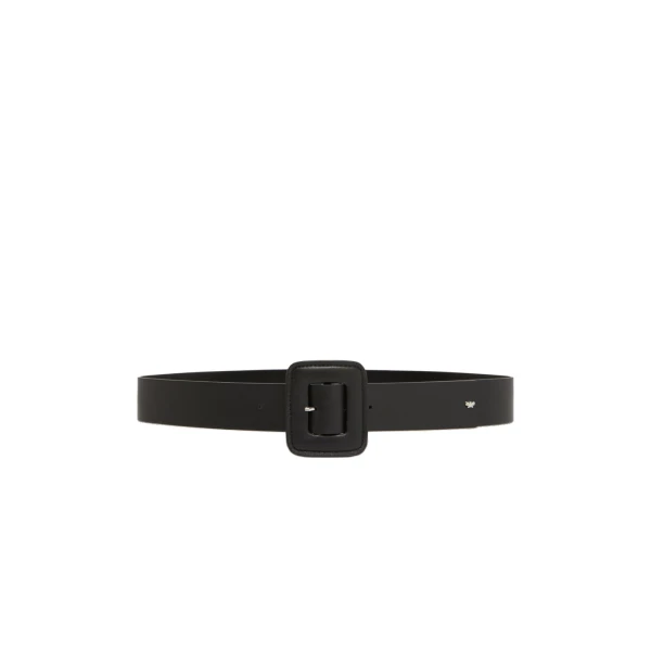 Max Mara Brio Shiny Nappa Leather Belt in Black | Belts | Coveti