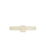 Max Mara Brio Shiny Nappa Leather Belt in Ivory | Belts | Coveti