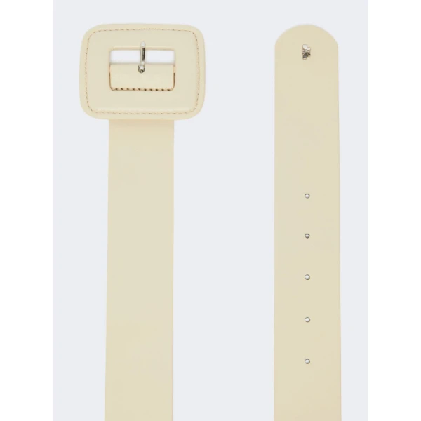 Max Mara Brio Shiny Nappa Leather Belt in Ivory | Belts | Coveti