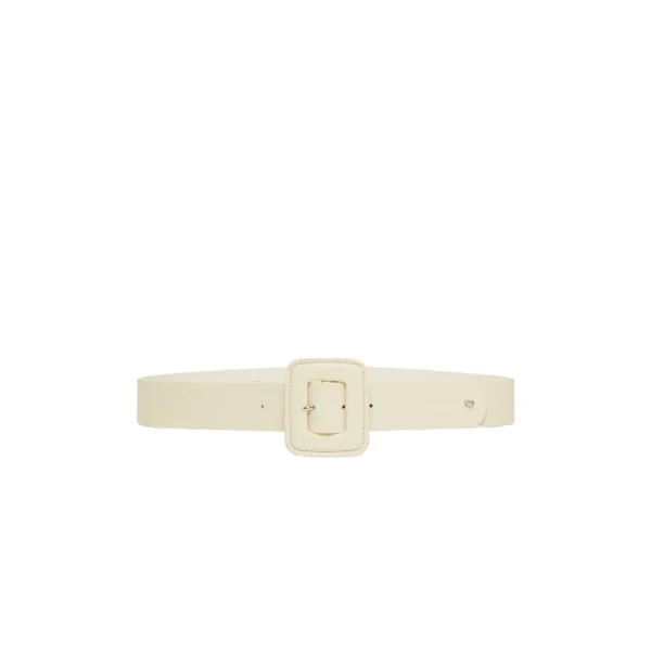 Max Mara Brio Shiny Nappa Leather Belt in Ivory | Belts | Coveti