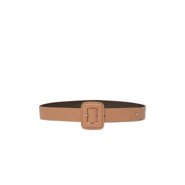 Max Mara Brio Shiny Nappa Leather Belt in Nude | Belts | Coveti