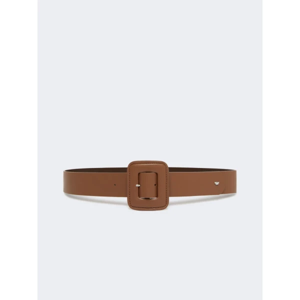Max Mara Brio Shiny Nappa Leather Belt in Tobacco | Belts | Coveti