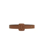 Max Mara Brio Shiny Nappa Leather Belt in Tobacco | Belts | Coveti