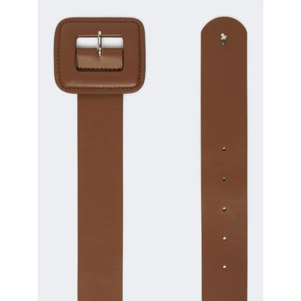 Max Mara Brio Shiny Nappa Leather Belt in Tobacco | Belts | Coveti