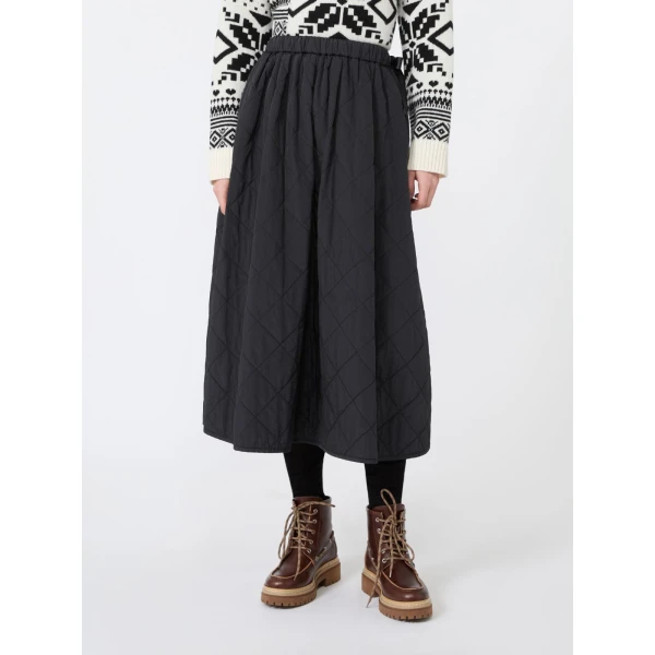 Max Mara Briose Diamond-Quilted Flared Skirt in Black | Midi Skirts | Coveti