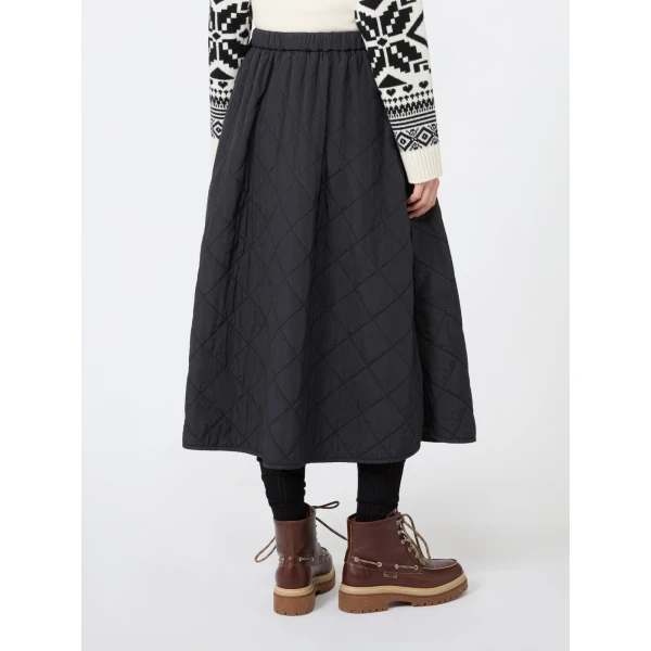 Max Mara Briose Diamond-Quilted Flared Skirt in Black | Midi Skirts | Coveti