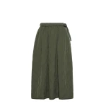 Max Mara Briose Diamond-Quilted Flared Skirt in Khaki | Midi Skirts | Coveti