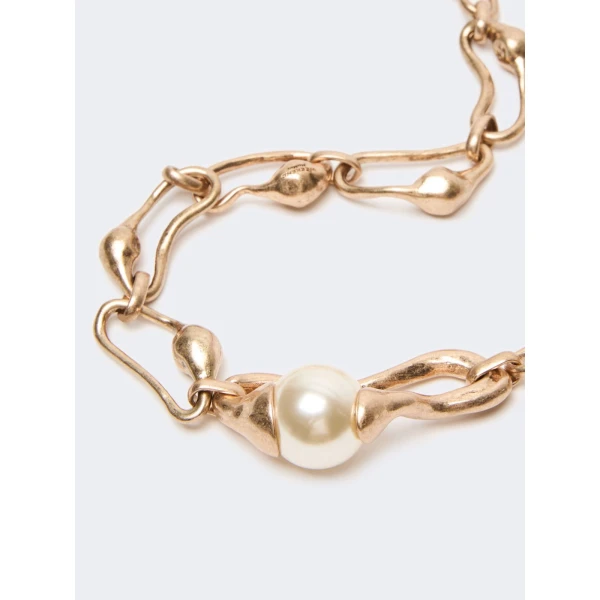 Max Mara Bronte Bead and Chain Necklace in Gold | Necklace | Coveti