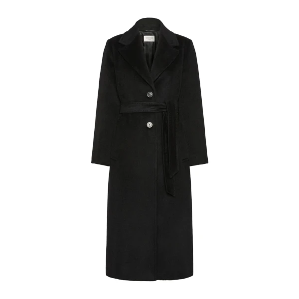 Max Mara Bronte Long Wool and Alpaca Teddy Coat in Black | Wool Coat | Coveti