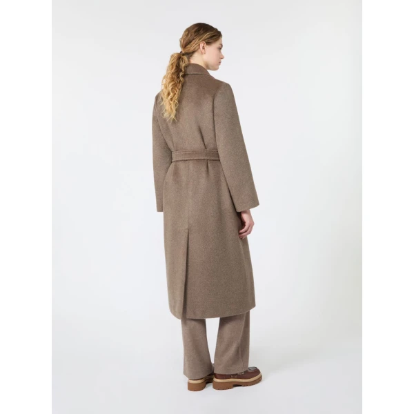 Max Mara Bronte Long Wool and Alpaca Teddy Coat in Marron Glace | Wool Coat | Coveti
