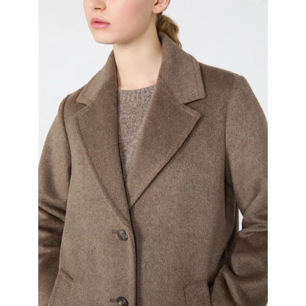 Max Mara Bronte Long Wool and Alpaca Teddy Coat in Marron Glace | Wool Coat | Coveti