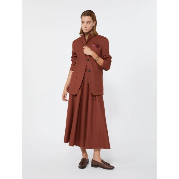 Max Mara Bronte Single-Breasted Cashmere Foule Blazer in Brick Red | Blazers | Coveti