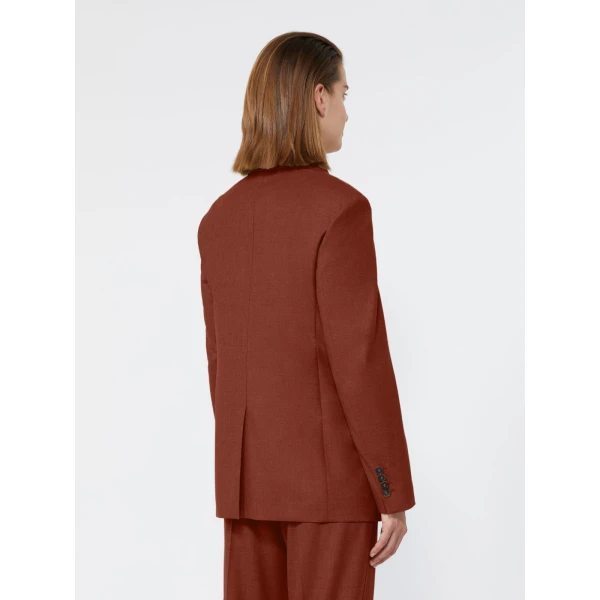 Max Mara Bronte Single-Breasted Cashmere Foule Blazer in Brick Red | Blazers | Coveti