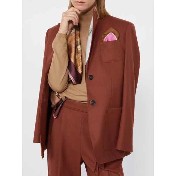 Max Mara Bronte Single-Breasted Cashmere Foule Blazer in Brick Red | Blazers | Coveti
