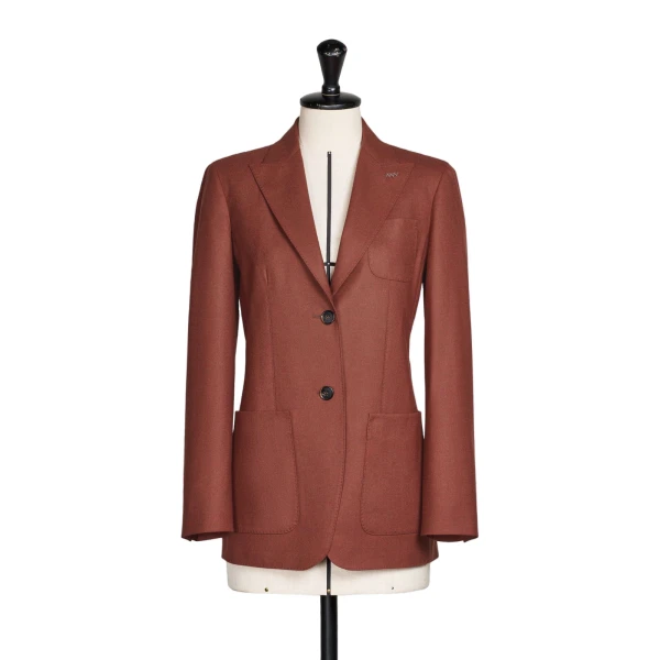 Bronte Single-Breasted Cashmere Foule Blazer in Brick Red