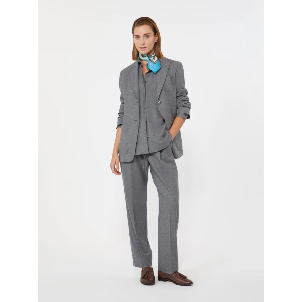 Max Mara Bronte Single-Breasted Cashmere Foule Blazer in Medium Grey | Blazers | Coveti