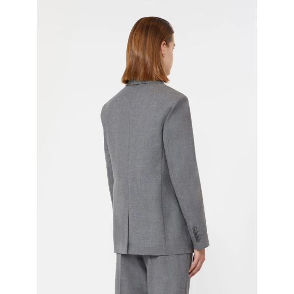 Max Mara Bronte Single-Breasted Cashmere Foule Blazer in Medium Grey | Blazers | Coveti