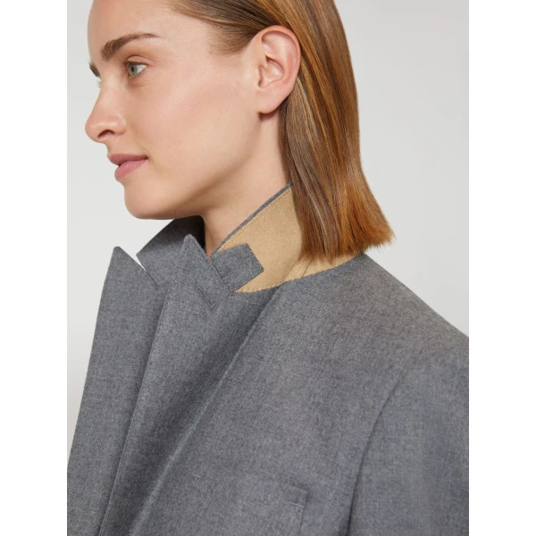 Max Mara Bronte Single-Breasted Cashmere Foule Blazer in Medium Grey | Blazers | Coveti