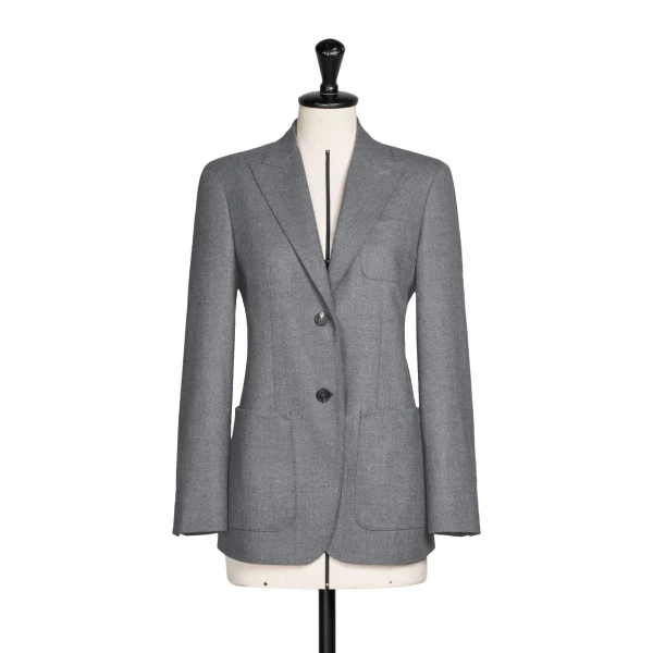 Bronte Single-Breasted Cashmere Foule Blazer in Medium Grey