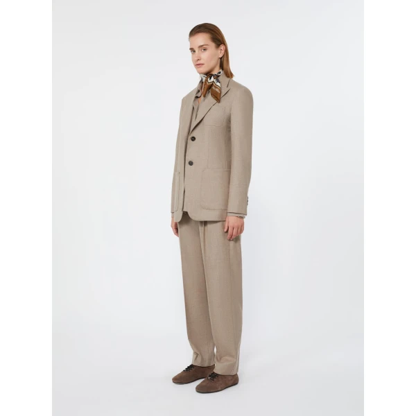Max Mara Bronte Single-Breasted Cashmere Foule Blazer in Turtledove | Blazers | Coveti
