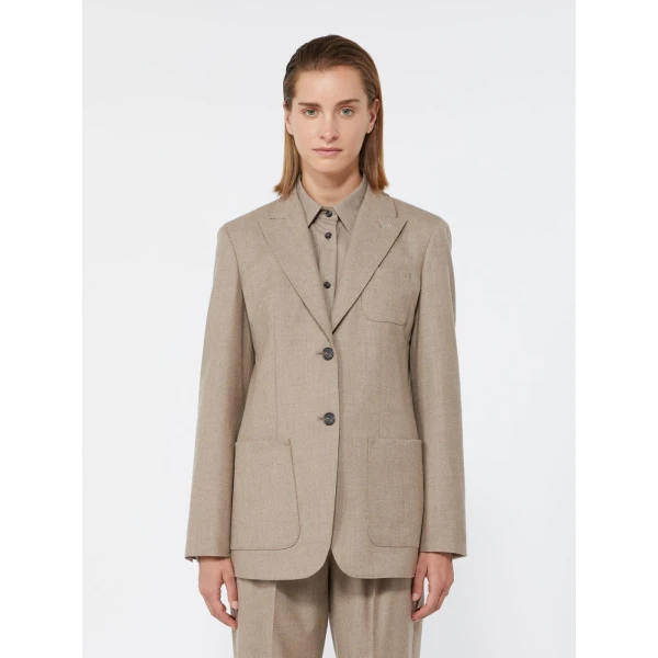 Max Mara Bronte Single-Breasted Cashmere Foule Blazer in Turtledove | Blazers | Coveti
