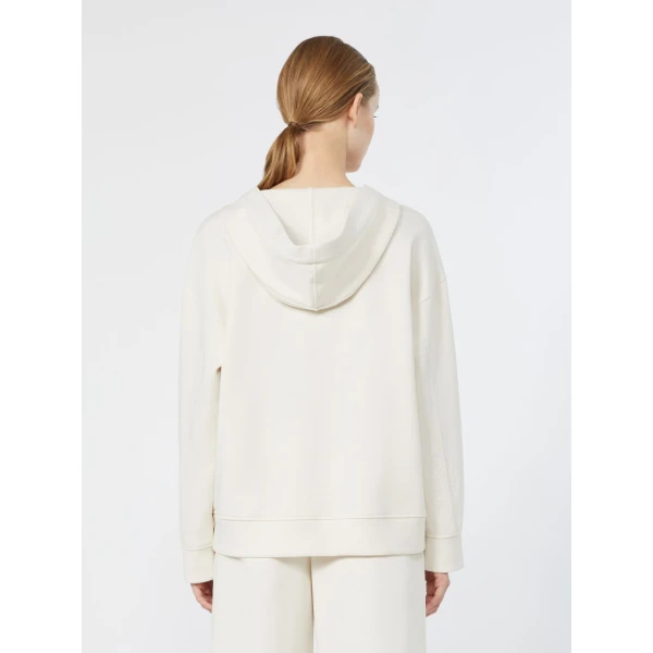 Max Mara Buona Technical Jersey Hooded Sweatshirt in Natural | Sweaters | Coveti