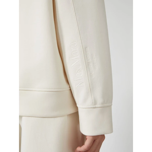 Max Mara Buona Technical Jersey Hooded Sweatshirt in Natural | Sweaters | Coveti