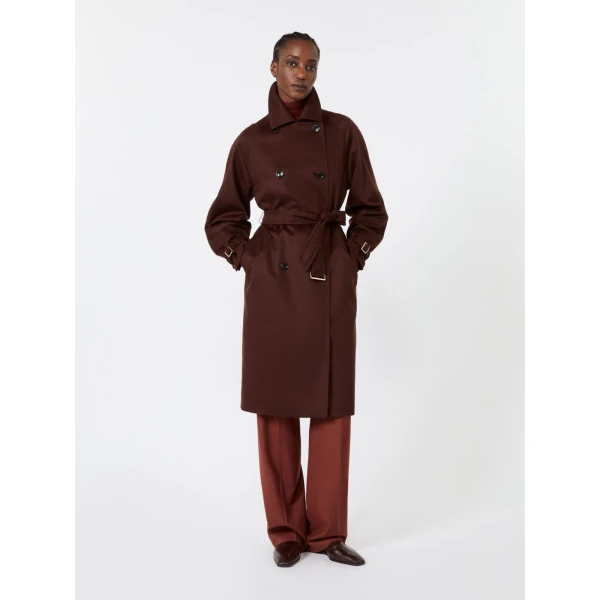 Max Mara Cabina Cashmere Broadcloth Trench Coat in Rust | Trench Coat | Coveti