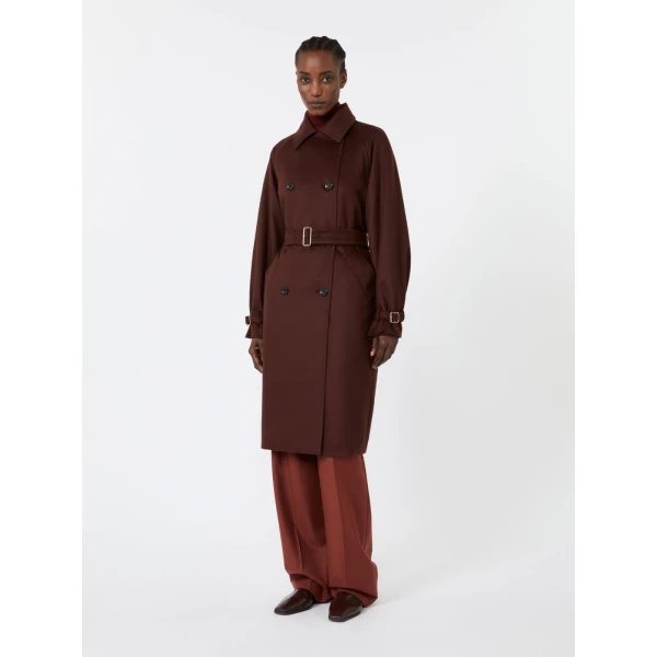 Max Mara Cabina Cashmere Broadcloth Trench Coat in Rust | Trench Coat | Coveti