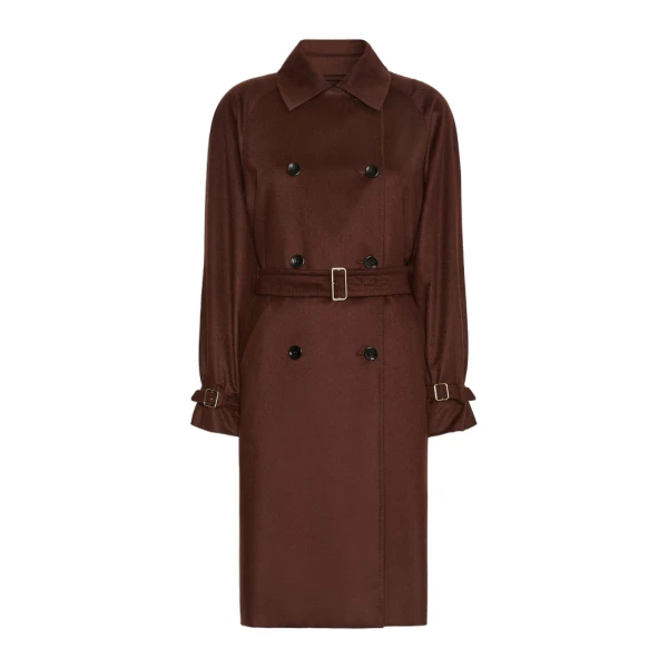 Cabina Cashmere Broadcloth Trench Coat in Rust