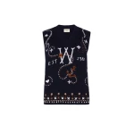 Max Mara Cacao Embroidered Wool Gilet in Ultramarine | Sweaters | Coveti