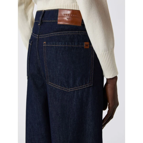 Max Mara Caduca Barrel Leg Jeans in Navy | Denim | Coveti