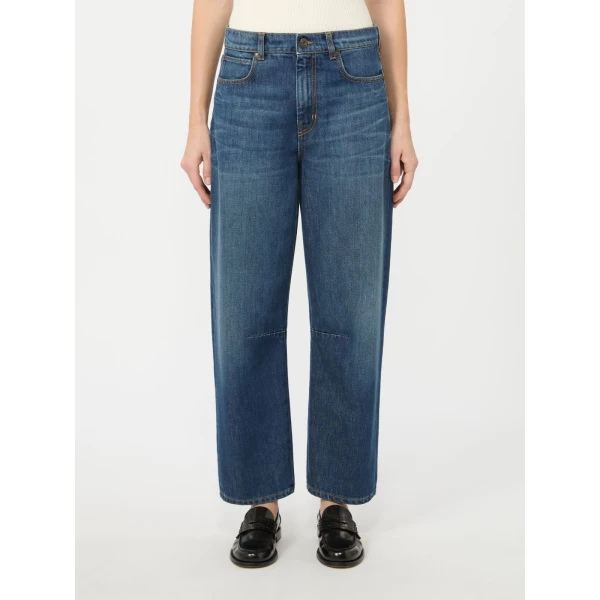 Max Mara Caduca Barrel Leg Jeans in Navy Style 2 | Denim | Coveti