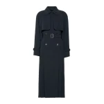 Max Mara Calata Double-Breasted Compact Cady Trench Coat in Midnight Blue | Trench Coat | Coveti