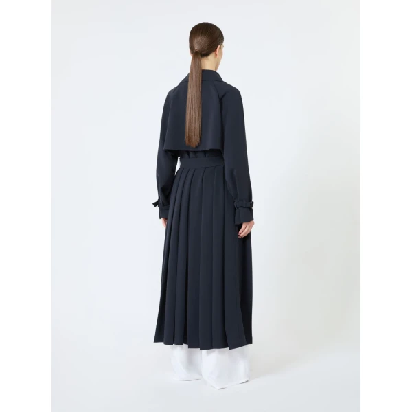 Max Mara Calata Double-Breasted Compact Cady Trench Coat in Midnight Blue | Trench Coat | Coveti