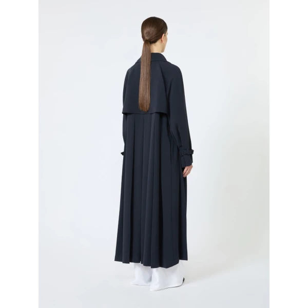 Max Mara Calata Double-Breasted Compact Cady Trench Coat in Midnight Blue | Trench Coat | Coveti