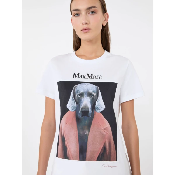 Max Mara Calca William Wegman Print T-Shirt in White Style 3 | T-shirts | Coveti