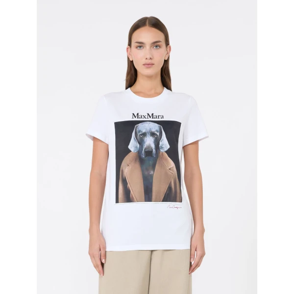 Max Mara Calca William Wegman Print T-Shirt in White Style 4 | T-shirts | Coveti