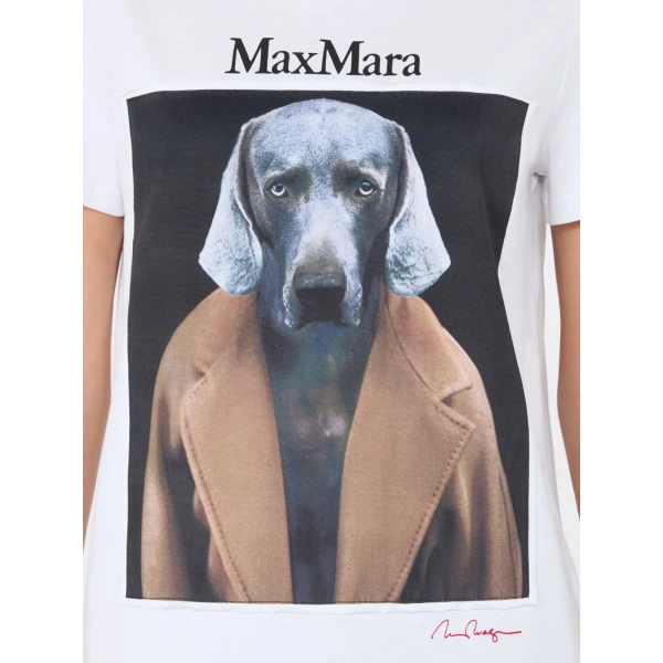 Max Mara Calca William Wegman Print T-Shirt in White Style 4 | T-shirts | Coveti
