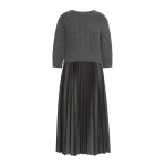Max Mara Calco Jersey Dress with Wool Cable Jumper in Dark Grey | Midi Dresses | Coveti