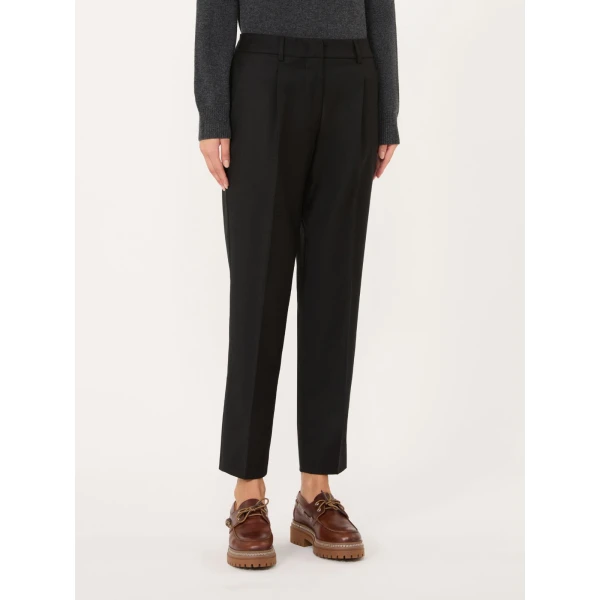 Max Mara Caldaia Stretch Flannel Cropped Trousers in Black | Tailored pants | Coveti