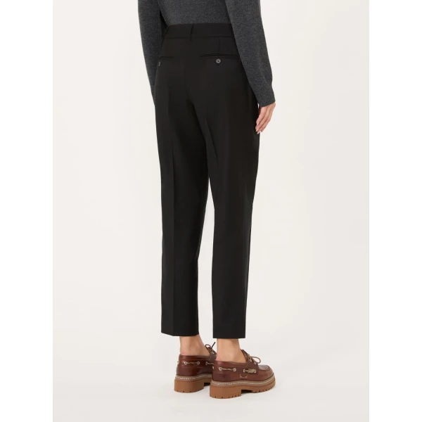 Max Mara Caldaia Stretch Flannel Cropped Trousers in Black | Tailored pants | Coveti