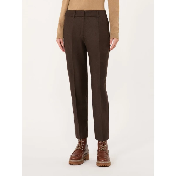 Max Mara Caldaia Stretch Flannel Cropped Trousers in Brown | Tailored pants | Coveti