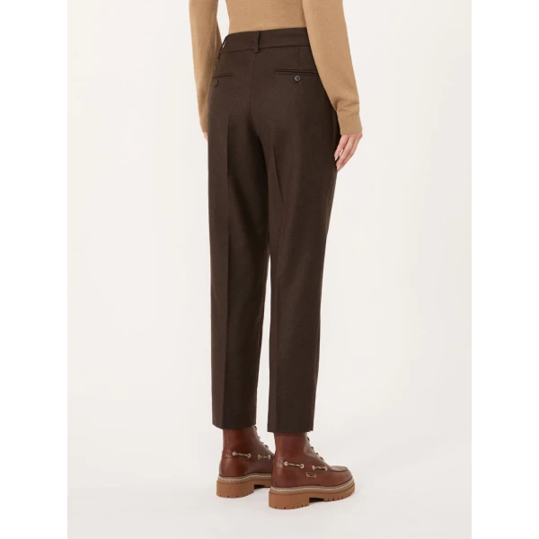Max Mara Caldaia Stretch Flannel Cropped Trousers in Brown | Tailored pants | Coveti