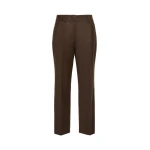Max Mara Caldaia Stretch Flannel Cropped Trousers in Brown | Women | Coveti